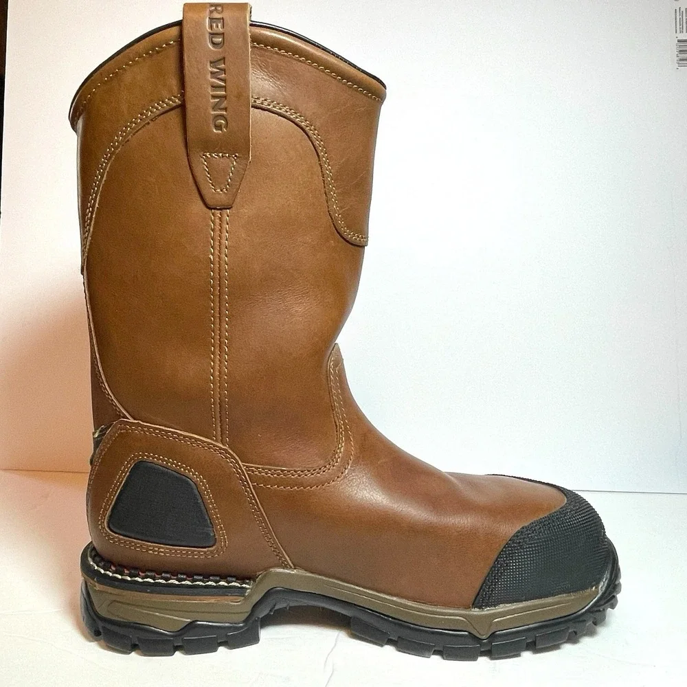 Red Wing 4448 Pull On Work Boots Men's 9.5 E2 Brown Steel‎ Toe Vibram Waterproof